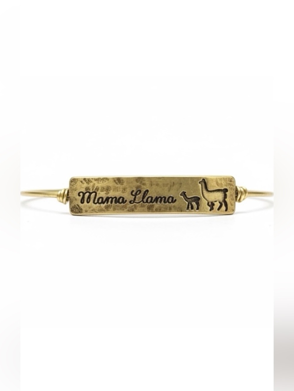 🦙 “Mama Llama” Goldtone Bangle Bracelet – Small Fit